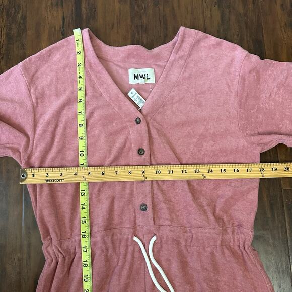 MADEWELL MWL Towel Terry Romper Dusty Rose Drawstring Waist Summer NWT - Picture 14 of 15
